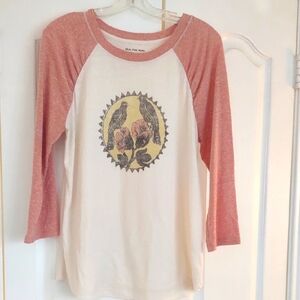 Pink and Cream Graphic Raglan Tee From Anthropologie